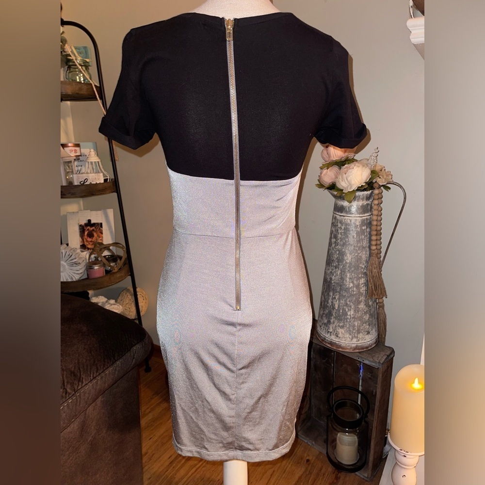 Armani Exchange grey and with black top zip up back dress - Picture 4 of 7